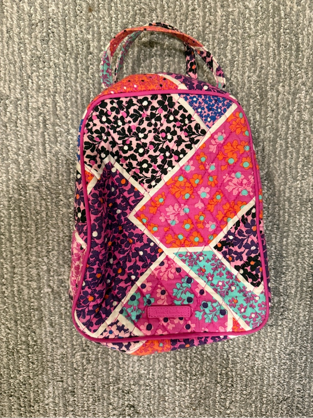Vera Bradley Quilted Insulated Lunch Bag Pink Purple Floral Patchwork Lunch Tote